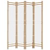 vidaXL Skládací 4panelový paraván 160 cm bambus a plátno