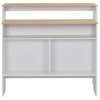 vidaXL Barový stůl se 2 stolními deskami bílý a dub 130 x 40 x 120 cm