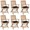 vidaXL Skládací zahradní židle s poduškami 6 ks masivní akácie