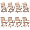 vidaXL Skládací zahradní židle 8 ks s poduškami masivní akácie