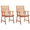 vidaXL Zahradní jídelní židle 2 ks s poduškami masivní akáciové dřevo