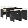 vidaXL 5dílný zahradní jídelní set s poduškami černý polyratan