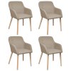 vidaXL Jídelní židle 4 ks béžové textil a masivní dubové dřevo