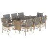 vidaXL 9dílný zahradní jídelní set s poduškami mix béžové polyratan