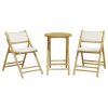vidaXL 3dílný skládací bistro set s krémově bílými poduškami bambus