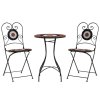 vidaXL Mozaikový bistro set terakotový a bílý železo a keramika