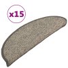vidaXL Schodové rohože 15 ks 56 x 17 x 3 cm béžovo-šedé, půlkulaté