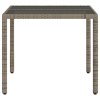 vidaXL Zahradní stůl se skleněnou deskou šedý 90x90x75 cm polyratan
