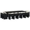 vidaXL 15dílný zahradní jídelní set s poduškami černý polyratan