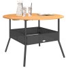 vidaXL Zahradní stůl s akáciovou deskou černý Ø 110 x 71 cm polyratan