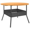 vidaXL Zahradní stůl s akáciovou deskou černý Ø 110 x 71 cm polyratan