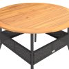 vidaXL Zahradní stůl s akáciovou deskou černý Ø 110 x 71 cm polyratan