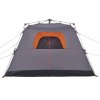 vidaXL Kempingový stan kabinový 4 osoby šedý a oranžový rychloupínací