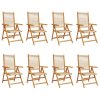 vidaXL Polohovací zahradní židle 8 ks béžové masivní akáciové dřevo