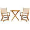 vidaXL 3dílný bistro set béžový textil a masivní dřevo