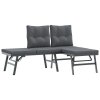 vidaXL 3dílná sada s lavicemi s poduškami černá práškově lakovaná ocel