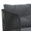 vidaXL Zahradní sedací souprava s poduškami černá ocel a textilen