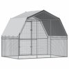 vidaXL Klec pro drůbež se střechou a dvířky stříbrná ocel