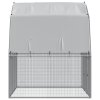 vidaXL Klec pro drůbež se střechou a dvířky stříbrná ocel