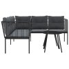 vidaXL Zahradní sedací souprava s poduškami černá ocel a textilen