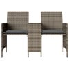 vidaXL Zahradní pohovka 2místná se stolkem a taburety šedá polyratan