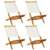 vidaXL Skládací zahradní židle 4 ks krémově bílé textil a masiv