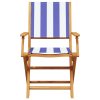 vidaXL 3dílný bistro set modrý a bílý textil a masivní dřevo