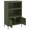 vidaXL Skříň highboard olivově zelená 68 x 39 x 113 cm ocel