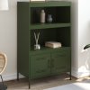 vidaXL Skříň highboard olivově zelená 68 x 39 x 113 cm ocel