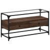 vidaXL TV skříňka se skleněnou deskou hnědý dub 98x35x51 cm kompozit