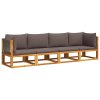 vidaXL 4dílná zahradní sedací souprava s polštáři, akácie a provaz