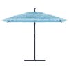 vidaXL Zahradní slunečník s ocelovou tyčí modrý 290 x 290 x 238 cm