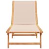 vidaXL Zahradní lehátko krémové masivní akácie a textilen