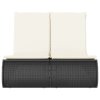 vidaXL Dvojité zahradní lehátko s poduškami černé polyratan