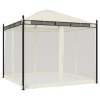 vidaXL Altán se síťovanými stěnami krémový 2,93 x 2,93 m ocel