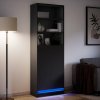 vidaXL Skříň highboard s LED černá 69 x 32,5 x 200 cm kompozitní dřevo