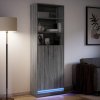 vidaXL Skříň highboard s LED šedá sonoma 69 x 32,5 x 200 cm kompozit