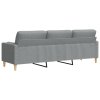 vidaXL 3místná pohovka s polštáři světle šedá 210 cm textil