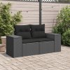 vidaXL Zahradní pohovka s polštáři pro 2 osoby černá polyratan