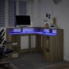 vidaXL Psací stůl s LED dub sonoma 130 x 130 x 91 cm kompozitní dřevo