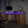 vidaXL Psací stůl s LED dub artisan 130 x 130 x 91 cm kompozitní dřevo