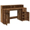 vidaXL Psací stůl s LED světly old wood 140x55x91 cm kompozitní dřevo