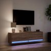 vidaXL Nástěnná TV skříňka s LED osvětlením hnědý dub 140 x 31 x 38 cm