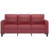 vidaXL 3místná pohovka vínová 180 cm umělá kůže