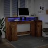 vidaXL Psací stůl s LED světly old wood 160x55x91 cm kompozitní dřevo