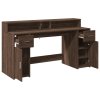 vidaXL Psací stůl s LED světly hnědý dub 160x55x91 cm kompozitní dřevo