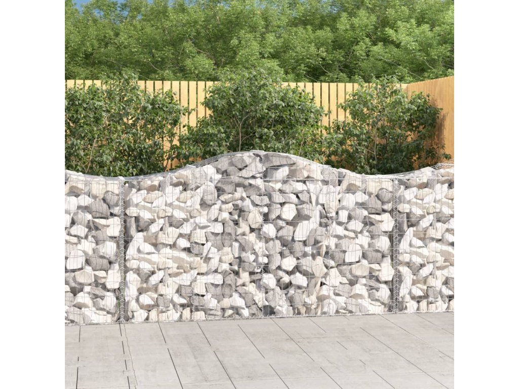 vidaXL Oblúkové gabiónové koše 7ks 200x50x100/120cm pozinkované železo