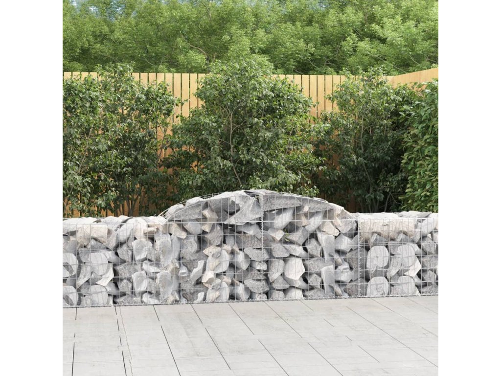 vidaXL Oblúkový gabionový kôš 7 ks 300x50x60/80 cm pozinkované železo
