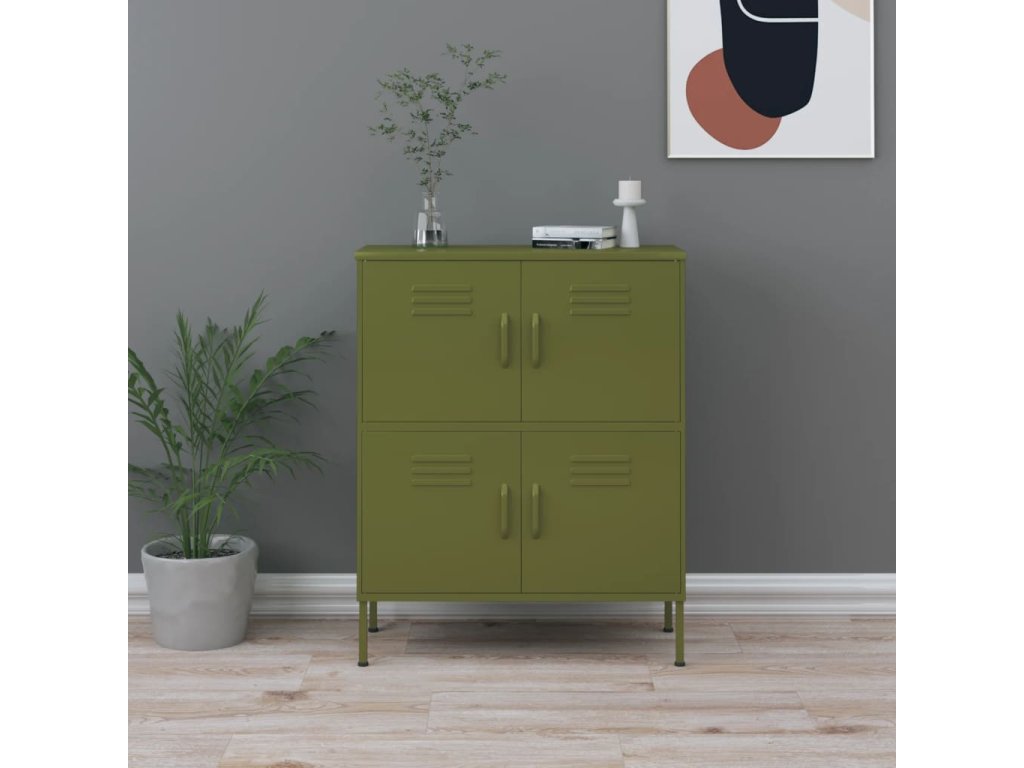 vidaXL Úložná skrinka olivovozelená 80x35x101,5 cm oceľ