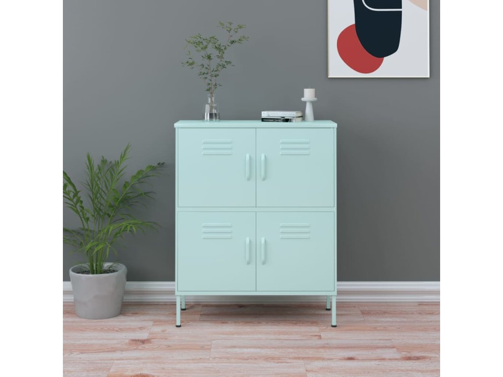 vidaXL Úložná skrinka mätovo zelená 80x35x101,5 cm oceľ
